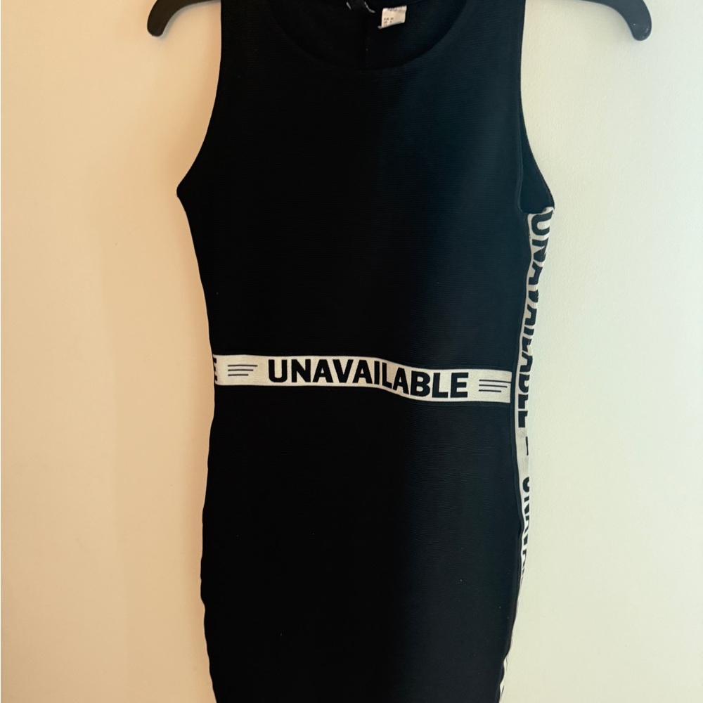 Divided Black Mini Dress with White Accents